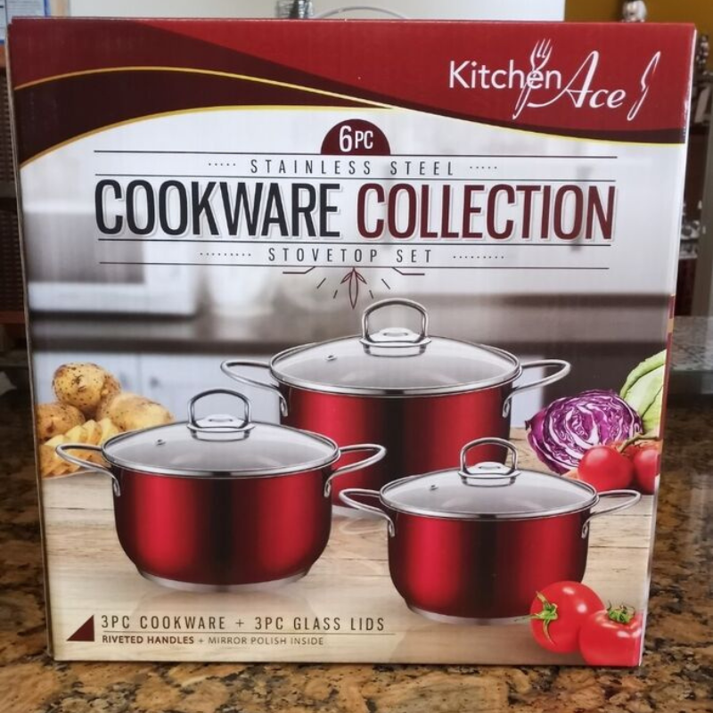 SixPiece Stainless Steel Cookware Set from the Kitchen Ace Collection