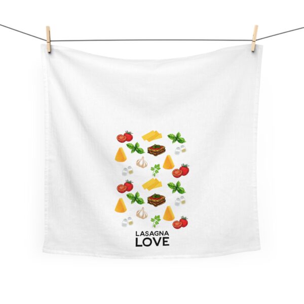 Kitchen Tea Towel with Lasagna Ingredients Design - Image 2