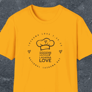 💵 🫶 Donate $50 (or more!) to Lasagna Love and receive the limited edition unisex 2025 NLD tee as our thank you. 🧡👕