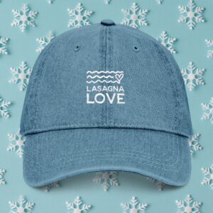 Lasagna Love 🧢 Embroidered Denim Hat Topped with Kindness 🧡🍝🧢😎✨