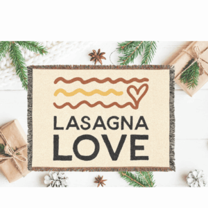 💛 Lasagna Love Woven Blanket 🧶🍝✨  Wrap yourself in kindness — literally! 🤗💛
