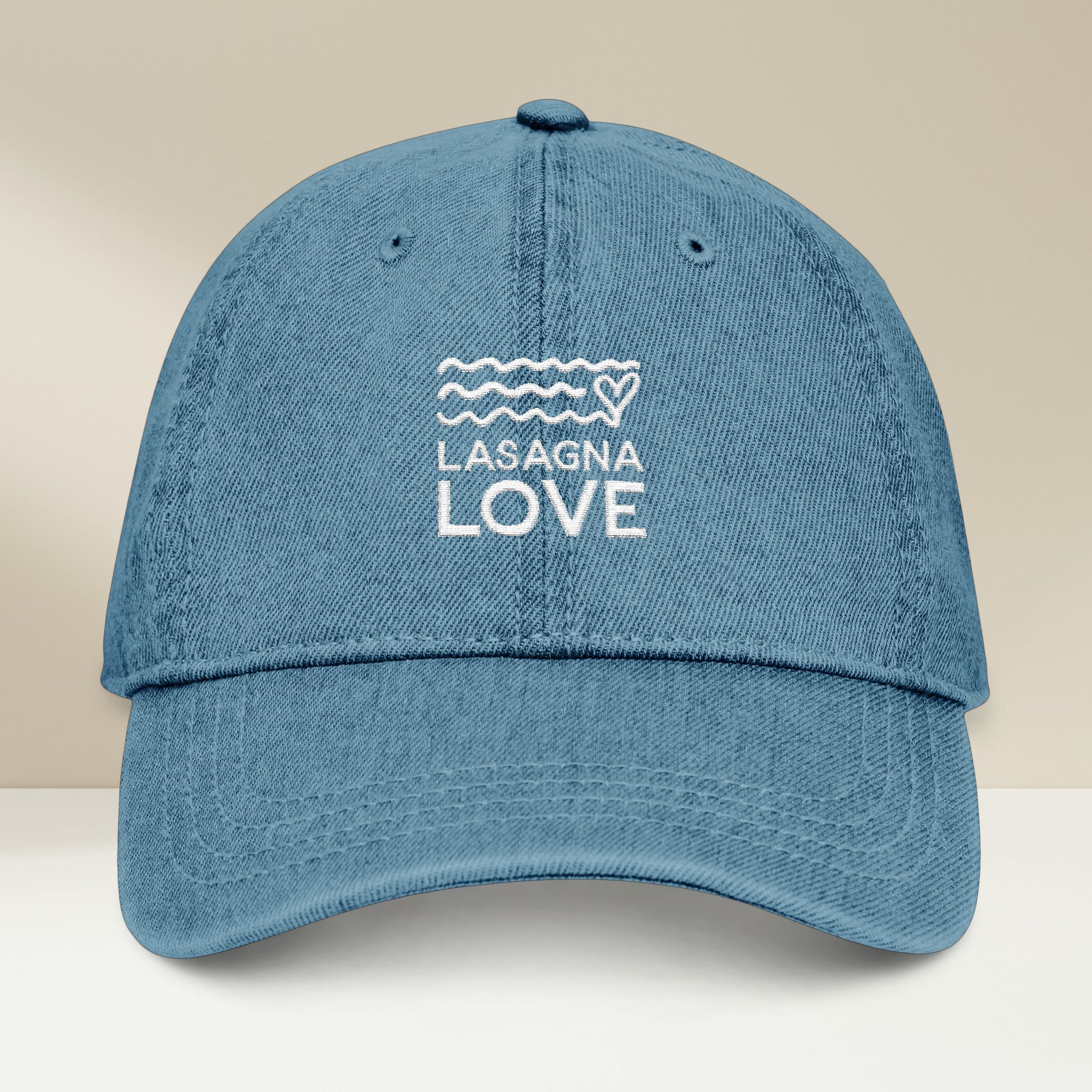 Lasagna Love 🧢 Embroidered Denim Hat Topped with Kindness 🧡🍝🧢😎✨