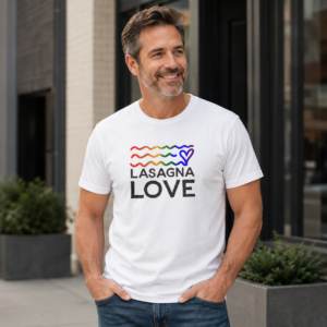 Men's Lasagna Love Pride Tee 🌈🧡 Celebrate Love, Feed with Pride