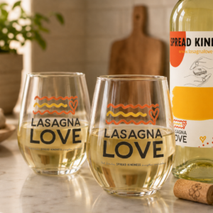 🍷🧡 Lasagna Love Stemless Wine Glass (Pair with Old York Cellars Customized LL Wines!)