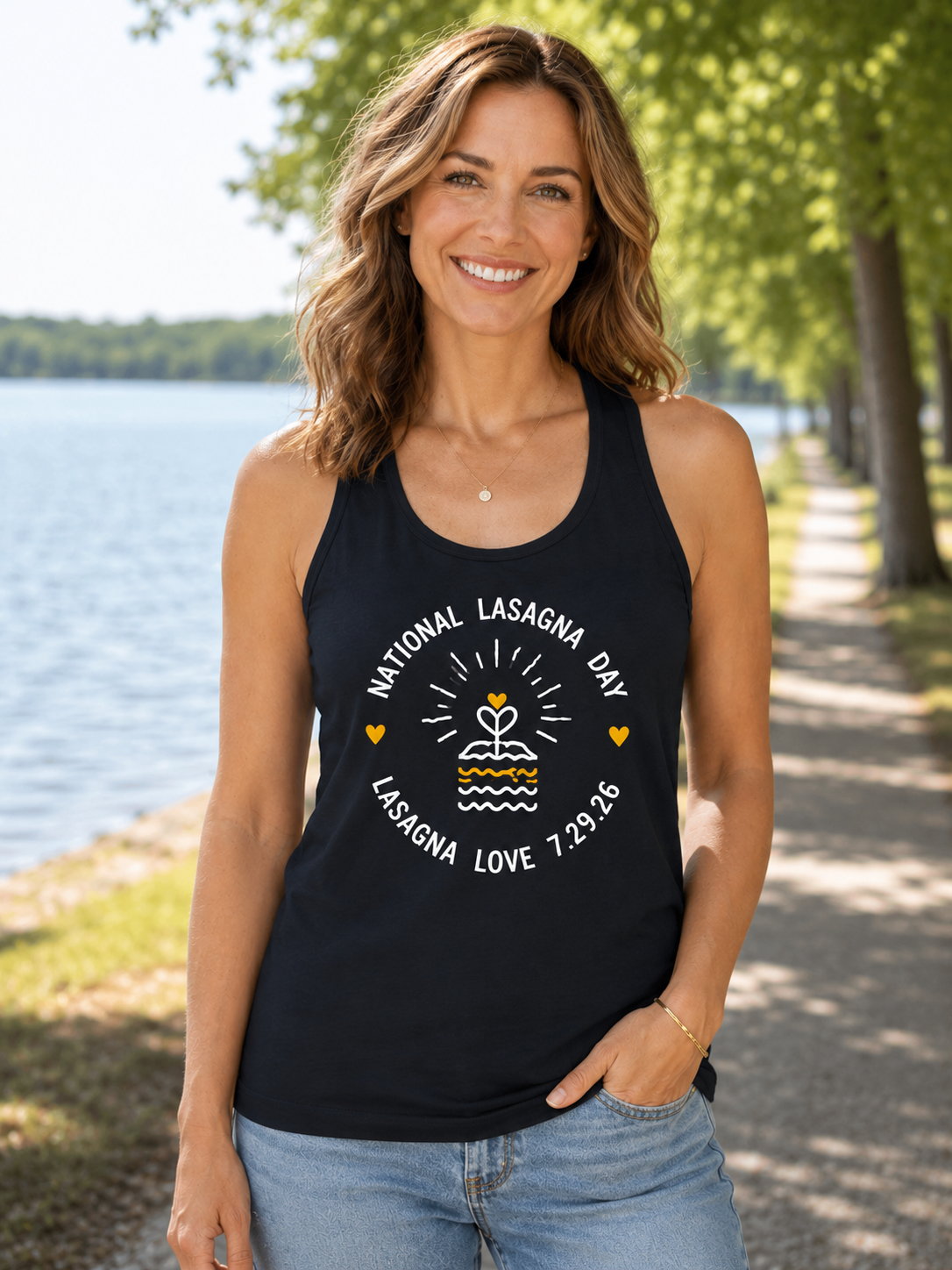 ❤️National Lasagna Day Racerback Tank — Lasagna Love 7.29.26 Celebration Top - Image 3