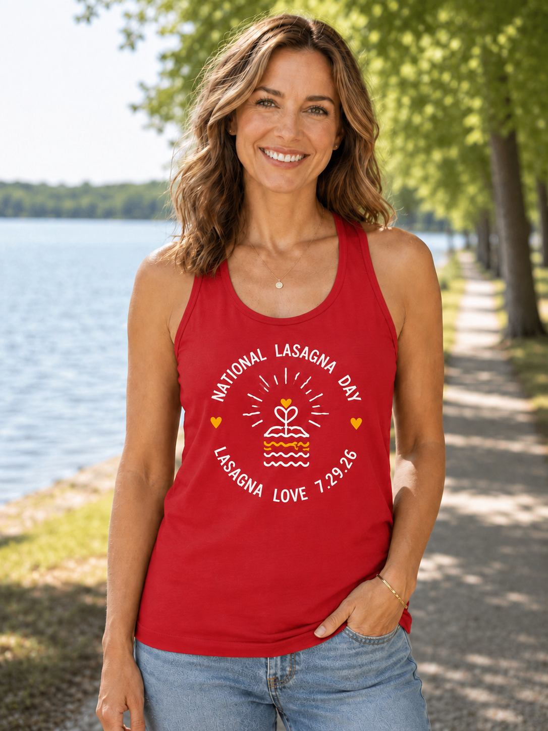 ❤️National Lasagna Day Racerback Tank — Lasagna Love 7.29.26 Celebration Top - Image 4