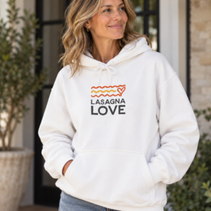 Cozy for a Cause: Lasagna Love Unisex Hooded Sweatshirt