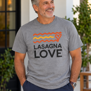 Show Your Love for Lasagna with the Men’s Lasagna Love Favorite Cotton Tee! 💛🍝